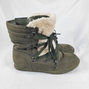 G by Guess Women's Green Ryla Winter Boots Warm Lace-up Size 7.5M